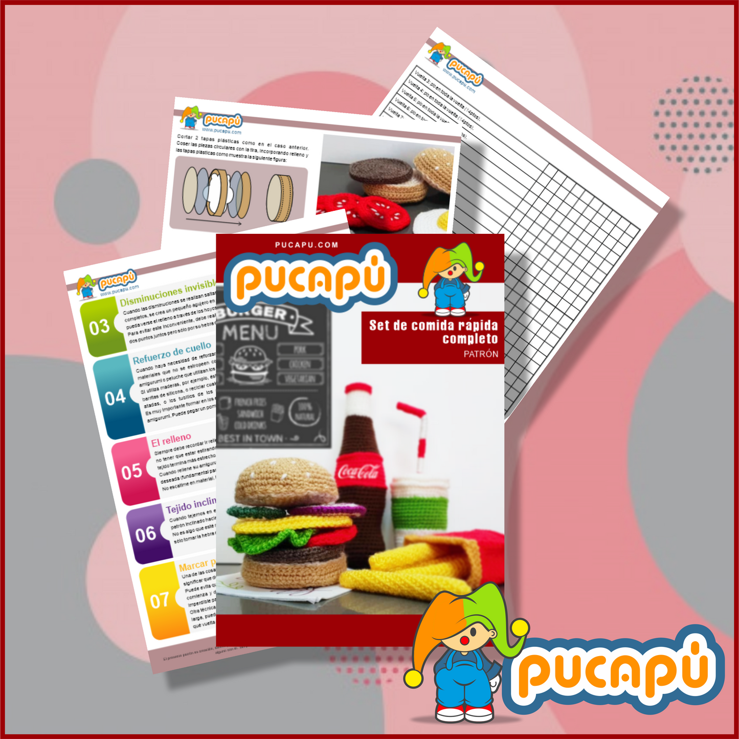 SET HAMBURGUESA COMPLETA - Patrón Amigurumi PDF