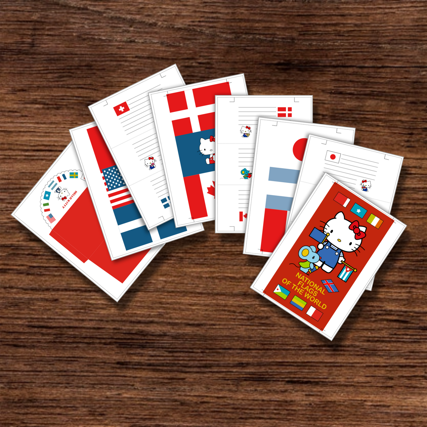 Papel de carta con sobre a juego para imprimir y armar - "BANDERAS" - PDF