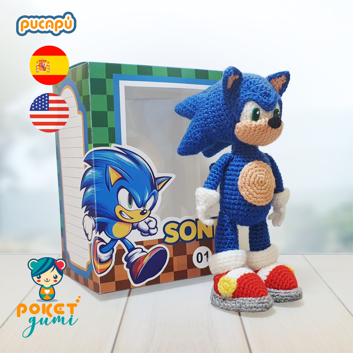 SONIC PEQUEÑO CON CAJA - Patrón Amigurumi PDF