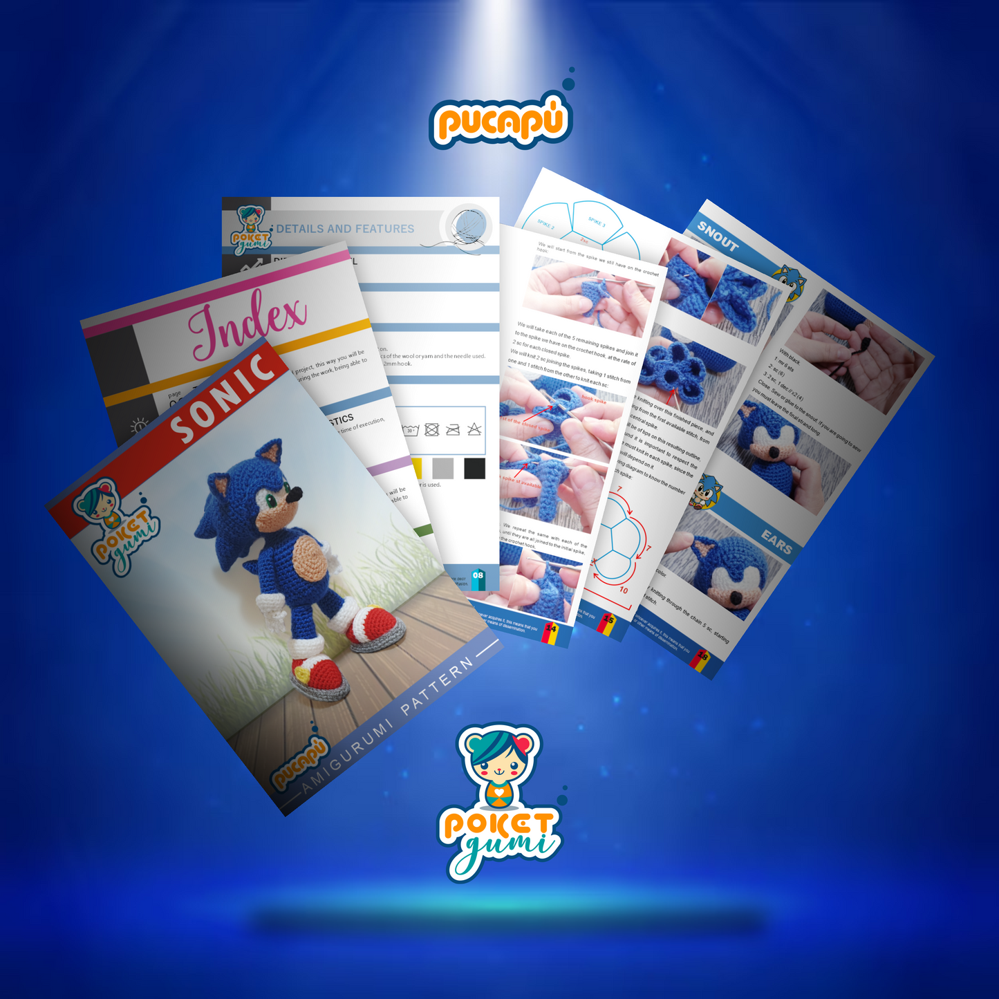 SONIC PEQUEÑO CON CAJA - Patrón Amigurumi PDF